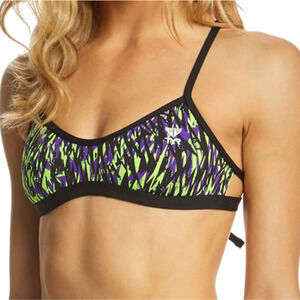 TYR DuraFast One Rasguno Mojave Tieback Swim Top Yellow Purple - Size Small 4/6